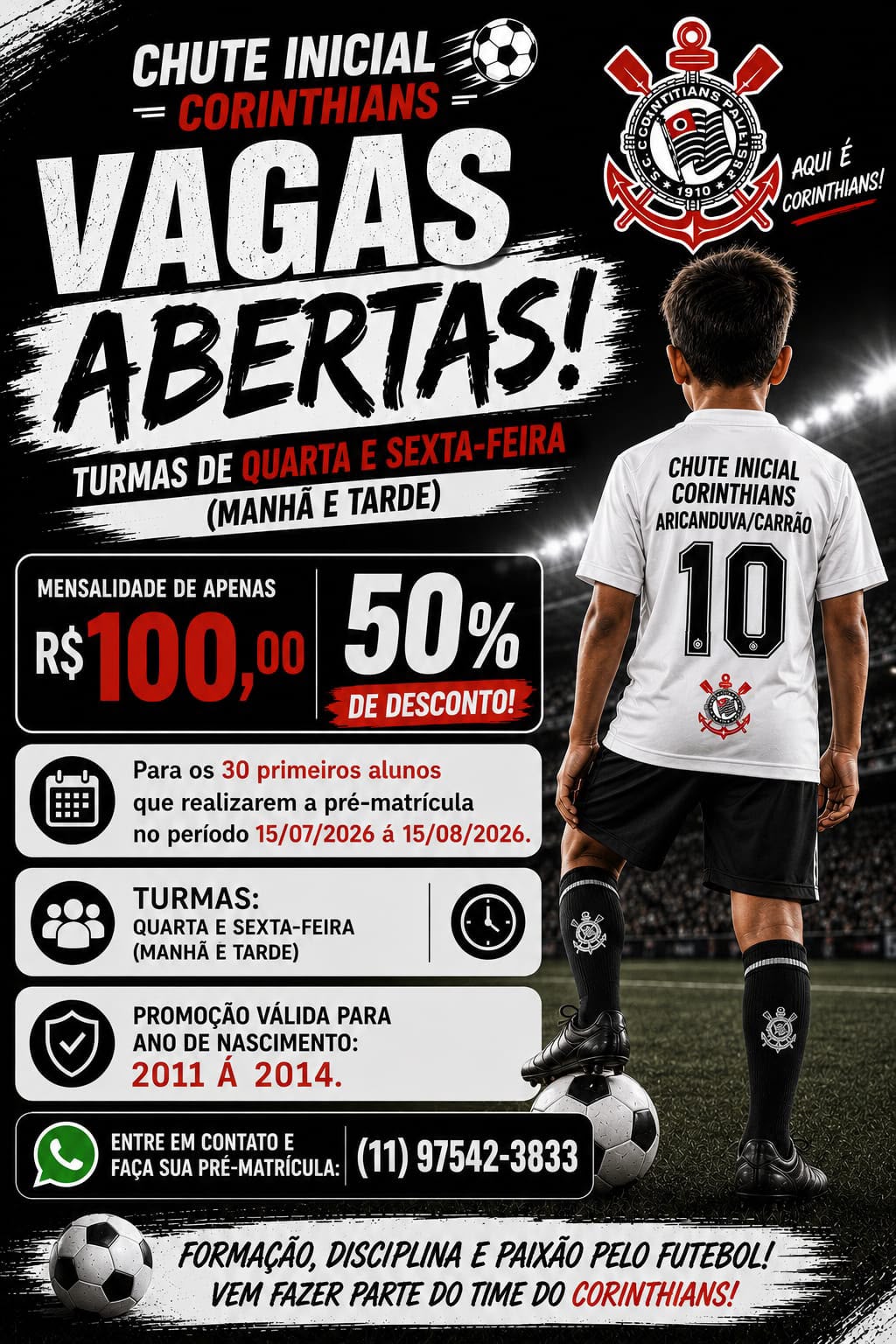 Promoção e Vagas Abertas para O Chute Inicial Corinthians! em Conteúdo Sobre Promoção e Vagas Abertas